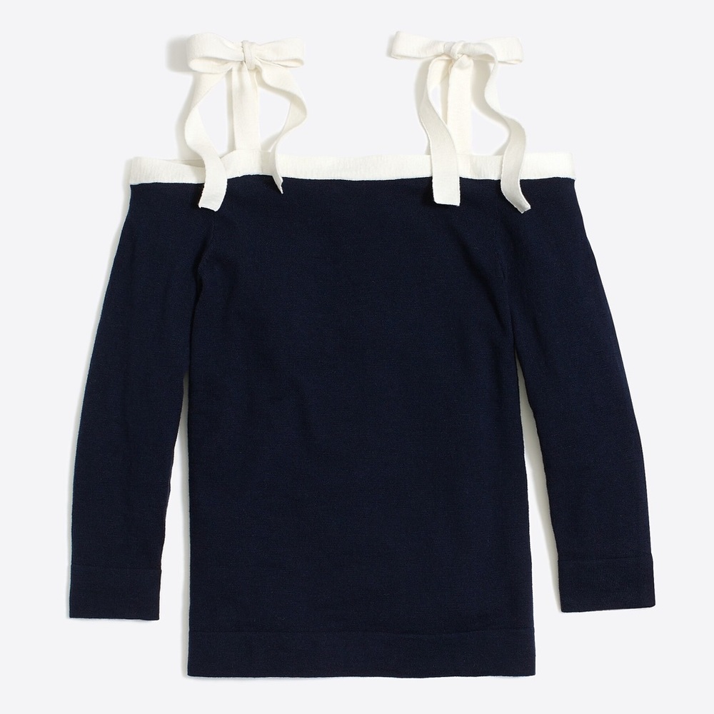 J Crew Tie Cold Shoulder Sweater Size M